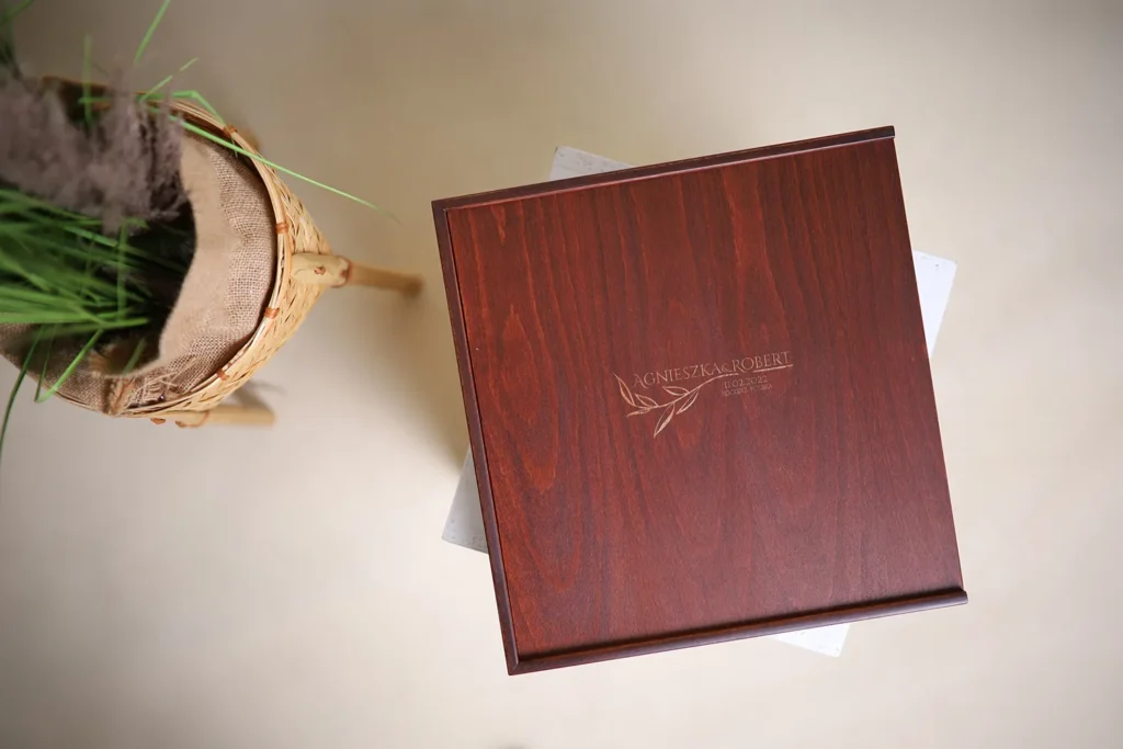 An image of our custom wooden photo album